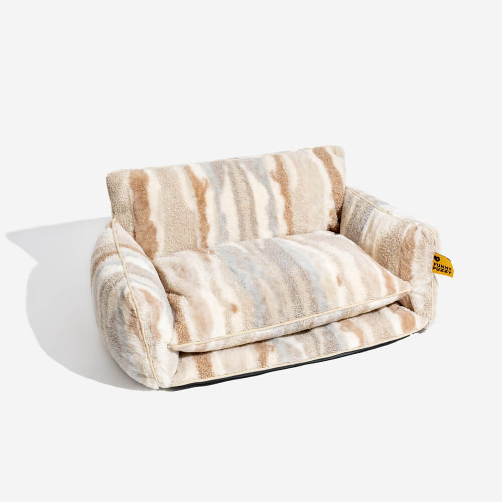 Trendige gestreifte Kunstlammfell Doppel-Layer Hund- und Katzen-Sofa-Bett - Outdoor