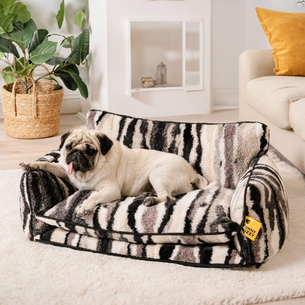 Trendige gestreifte Kunstlammfell Doppel-Layer Hund- und Katzen-Sofa-Bett - Outdoor