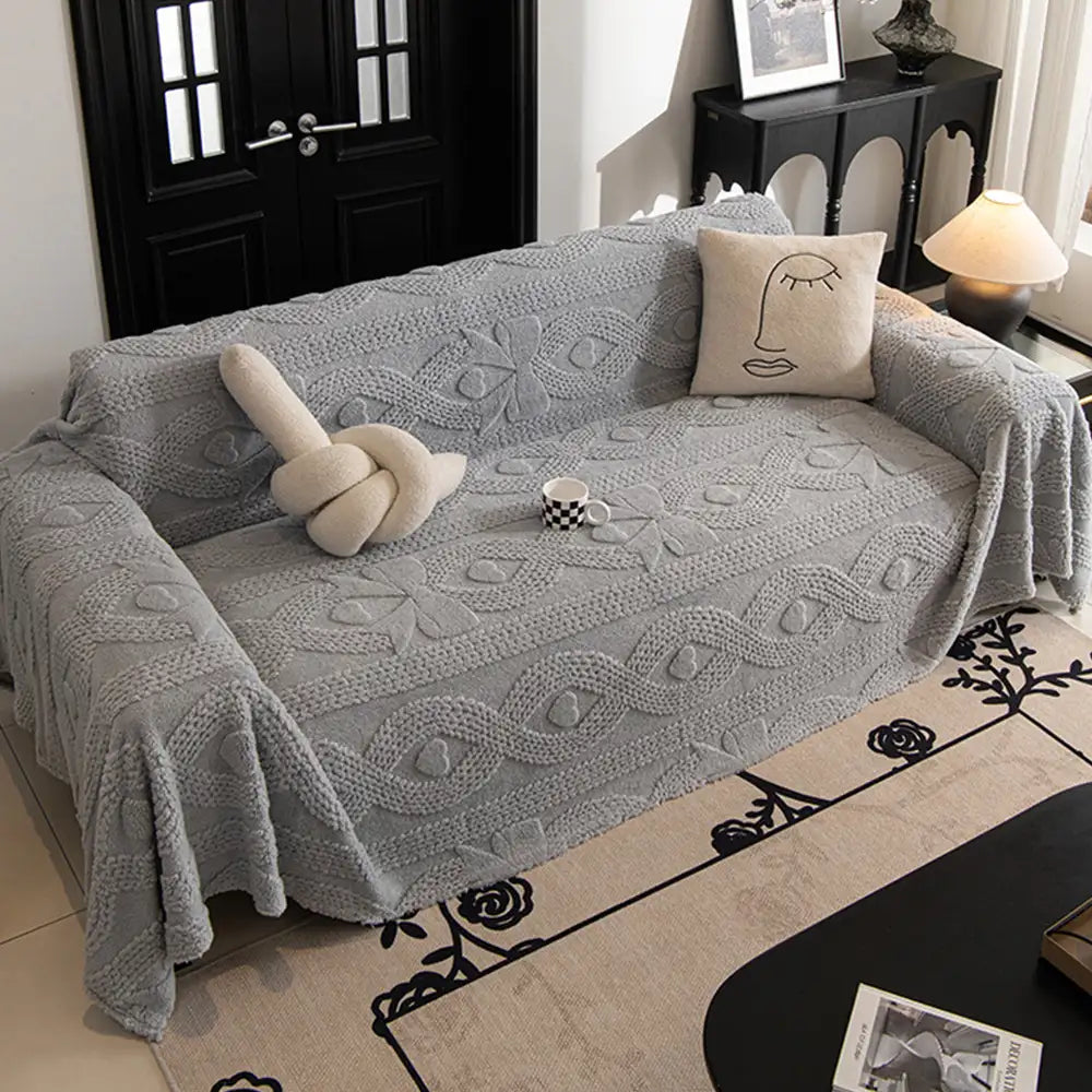 Schleifen-Jacquard-Plüsch multifunktionale Sofadecke Couchbezug