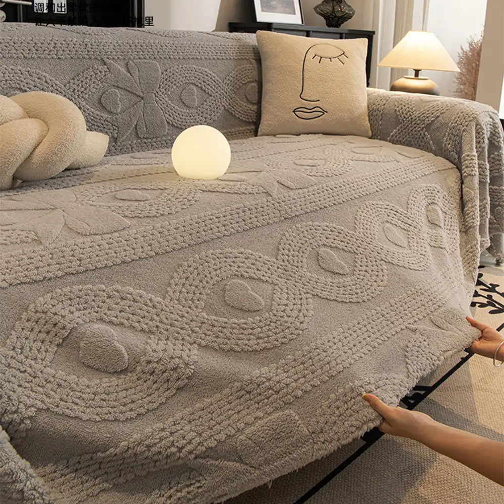 Schleifen-Jacquard-Plüsch multifunktionale Sofadecke Couchbezug
