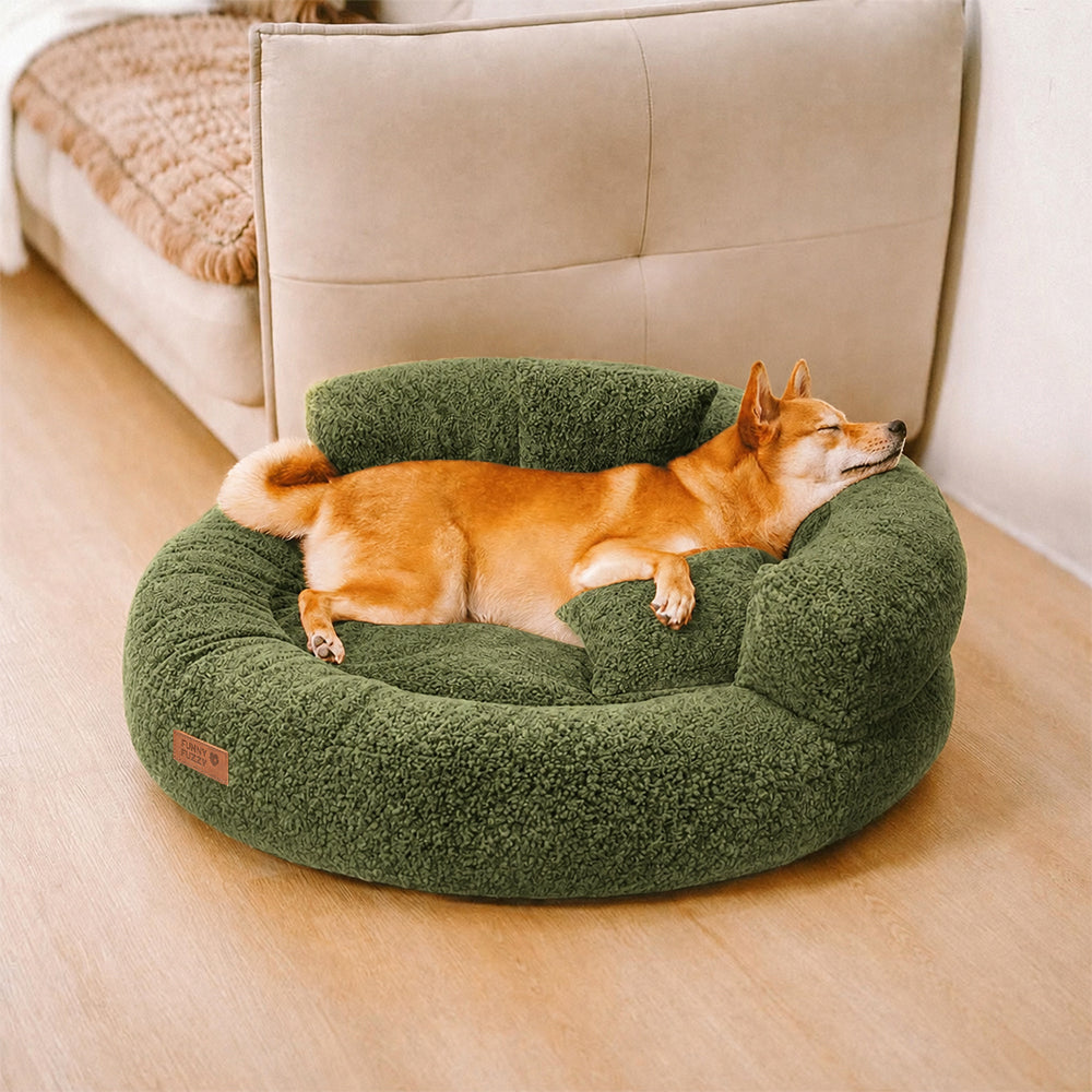 Luxe Diamond Velvet Abnehmbares Orthopädisches Donut-Hundebett mit Kissen - DreamNest