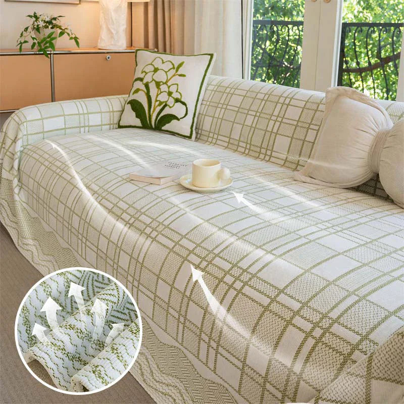 Karo-Muster Atmungsaktive Chenille Sofa-Schutz-Husse