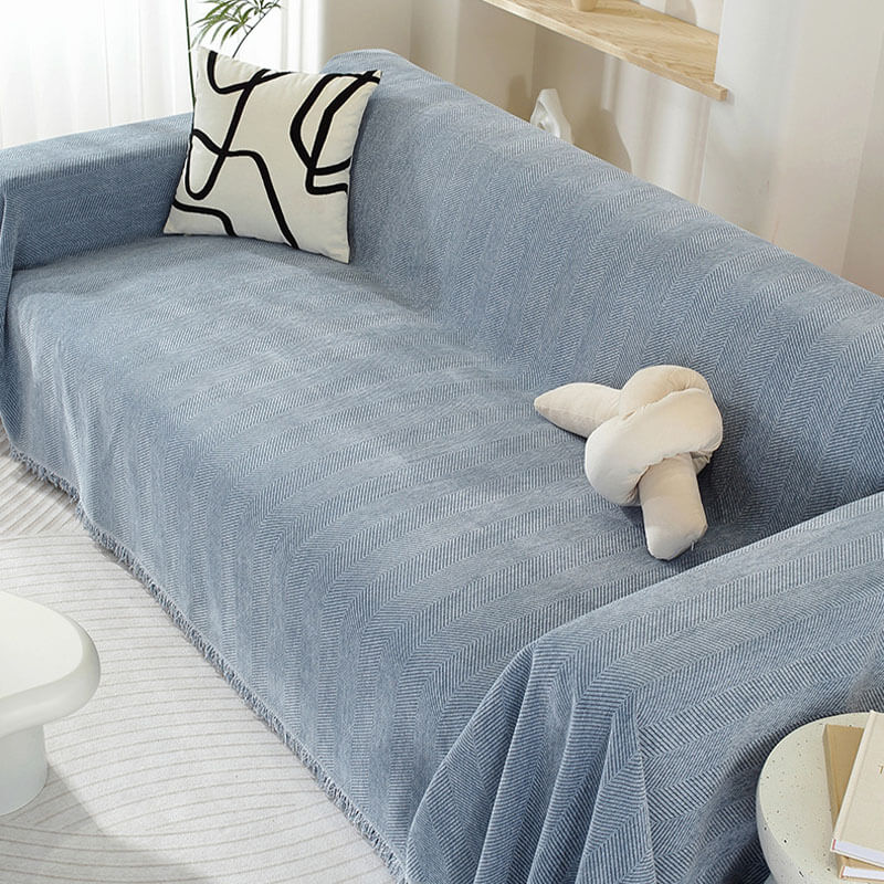 Quaste Outdoor Couchbezug Chenille-Decke mit Fischgrätenmuster