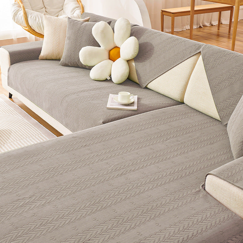 Atmungsaktiver Rutschfester Sofabezug mit Chenille-Weizenohr-Aufdruck