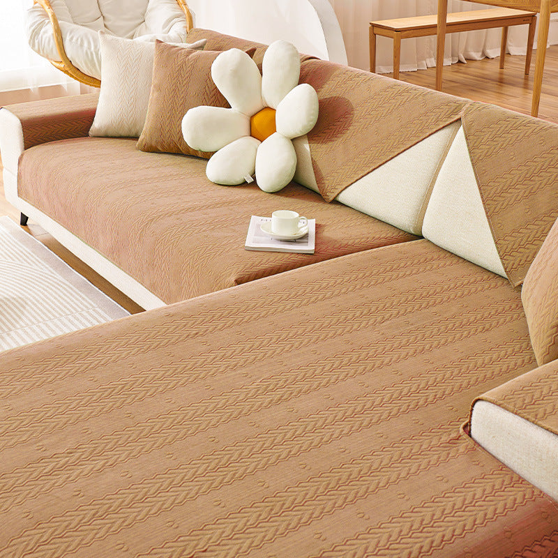 Atmungsaktiver Rutschfester Sofabezug mit Chenille-Weizenohr-Aufdruck