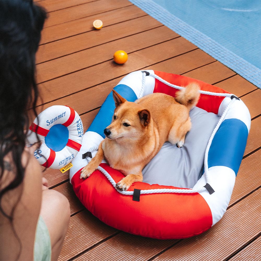 Sommerliche, kühlende, wasserdichte, bootförmige Tierliege oder Kissen – Chill Raft