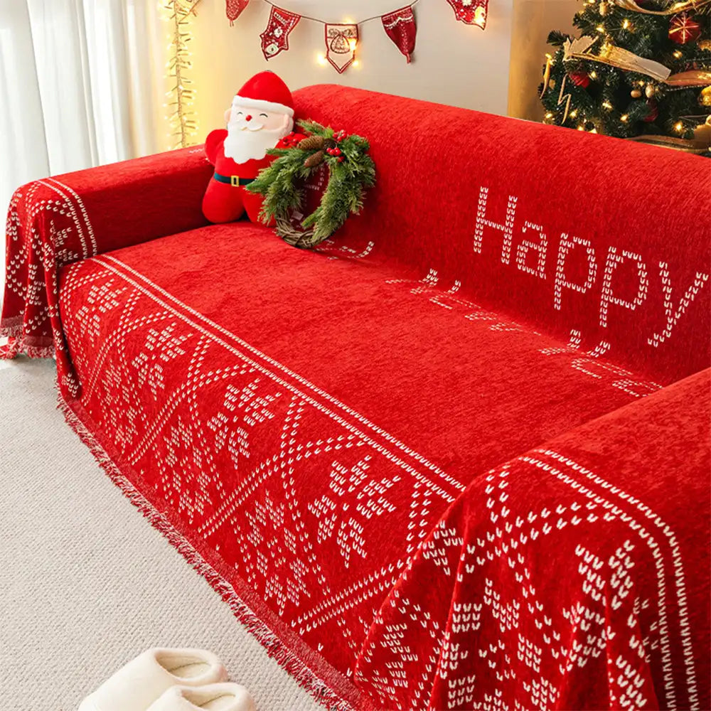 Weihnachtsdekoration Chenille Abriebfeste Sofa-Decke Couchbezug