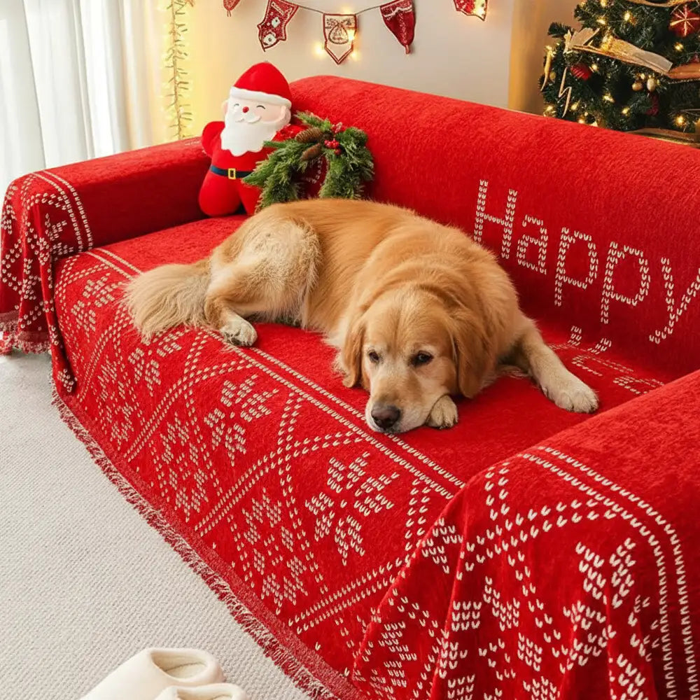 Weihnachtsdekoration Chenille Abriebfeste Sofa-Decke Couchbezug