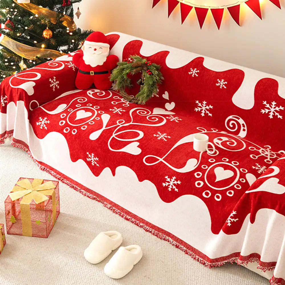 Weihnachtsdekoration Chenille Abriebfeste Sofa-Decke Couchbezug