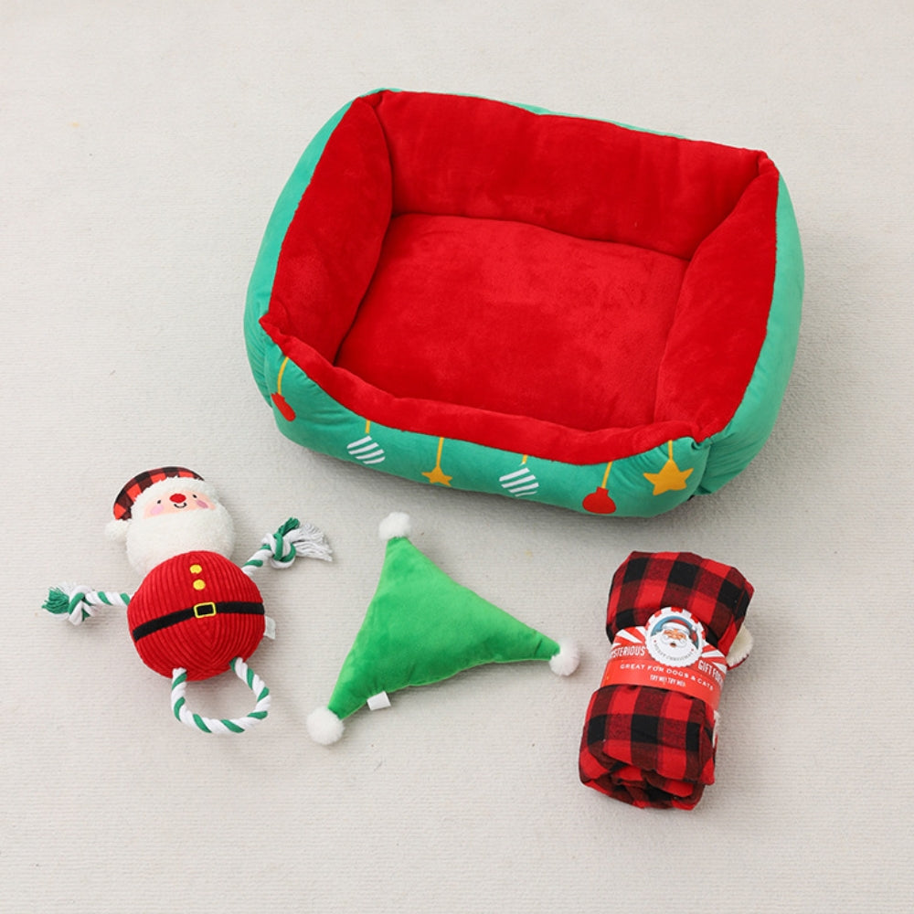 Weihnachtsgeschenkbox Warmes Halbgeschlossenes Höhlenbett für Hunde und Katzen