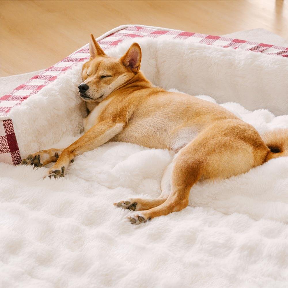 Erweiterbares Waschbares Klassisches Kariertes Ergonomisches Hundebett zum Beruhigen