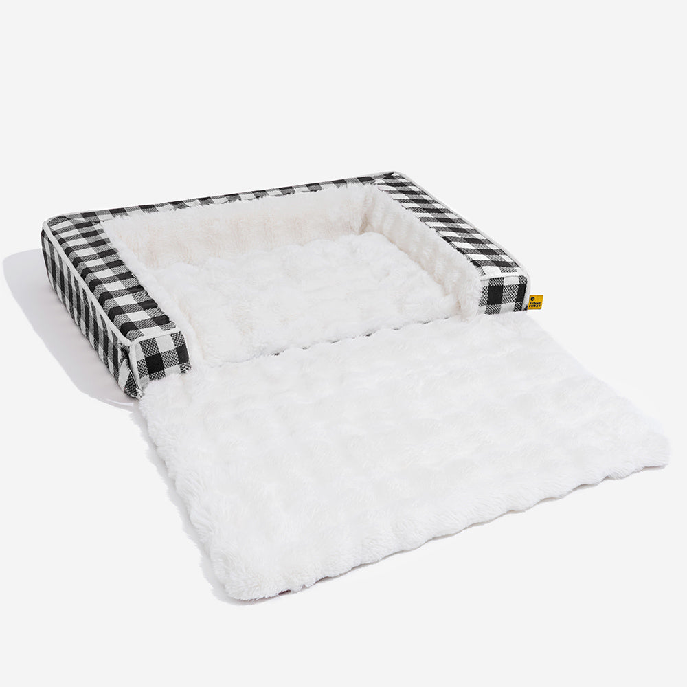 Erweiterbares Waschbares Klassisches Kariertes Ergonomisches Hundebett zum Beruhigen