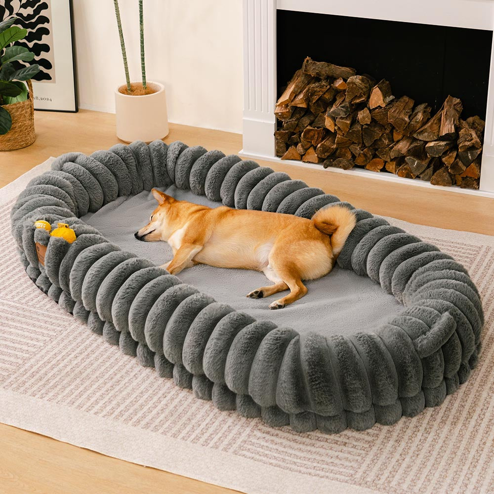 Klassisches Flauschiges Supergroßes Hundebett „Donut“ – Kuschelwiege