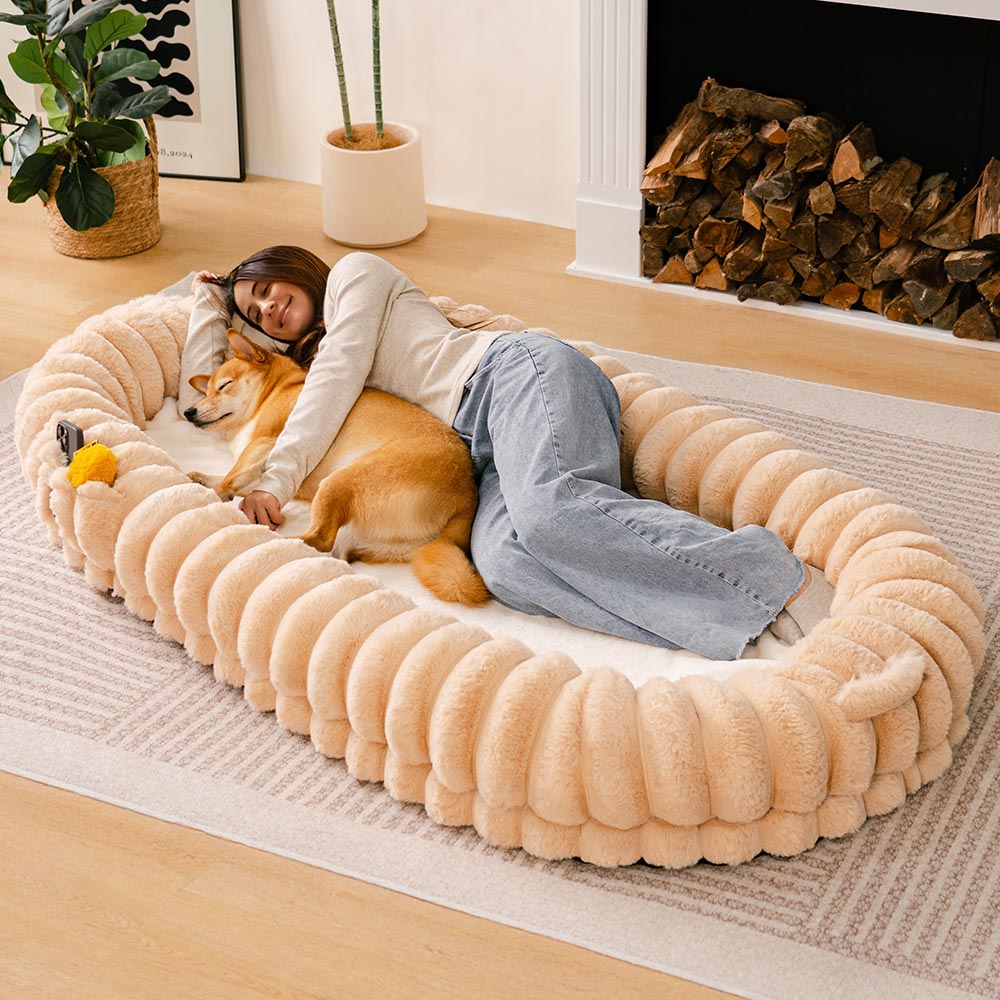 Klassisches Flauschiges Supergroßes Hundebett „Donut“ – Kuschelwiege
