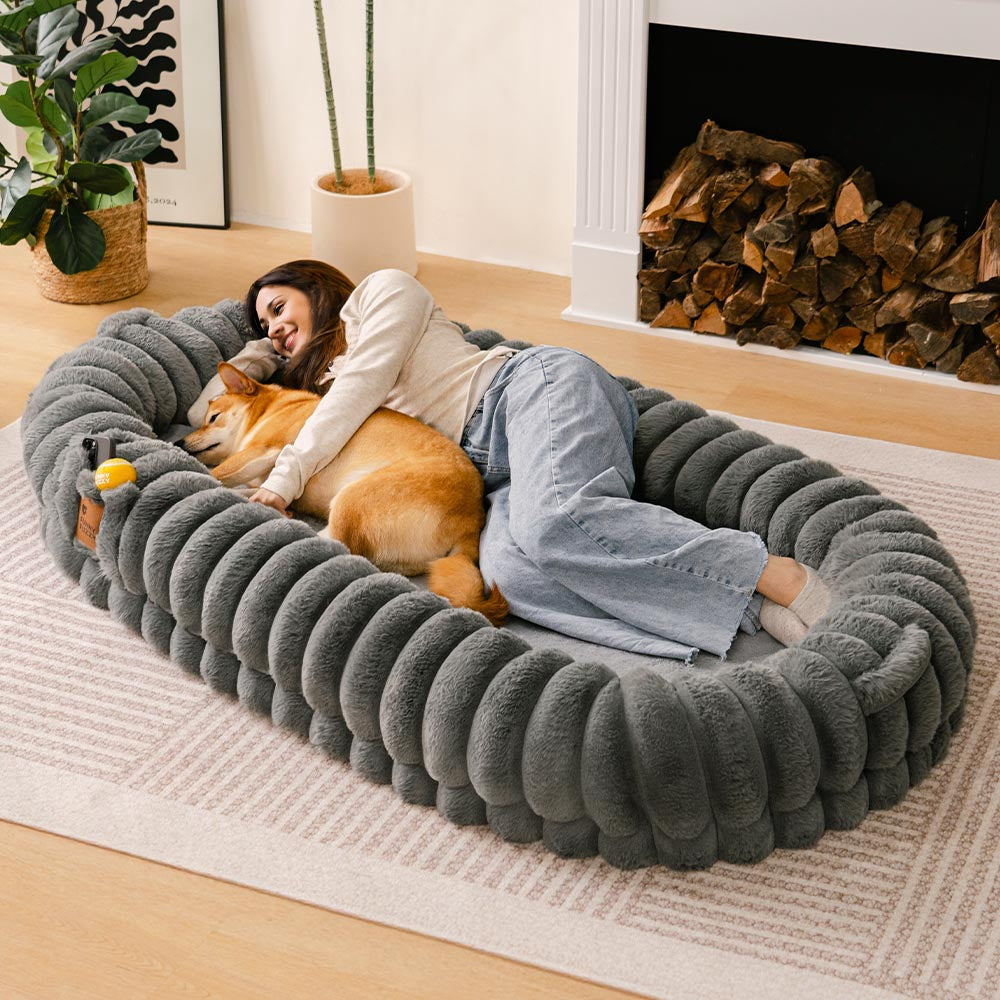 Klassisches Flauschiges Supergroßes Hundebett „Donut“ – Kuschelwiege