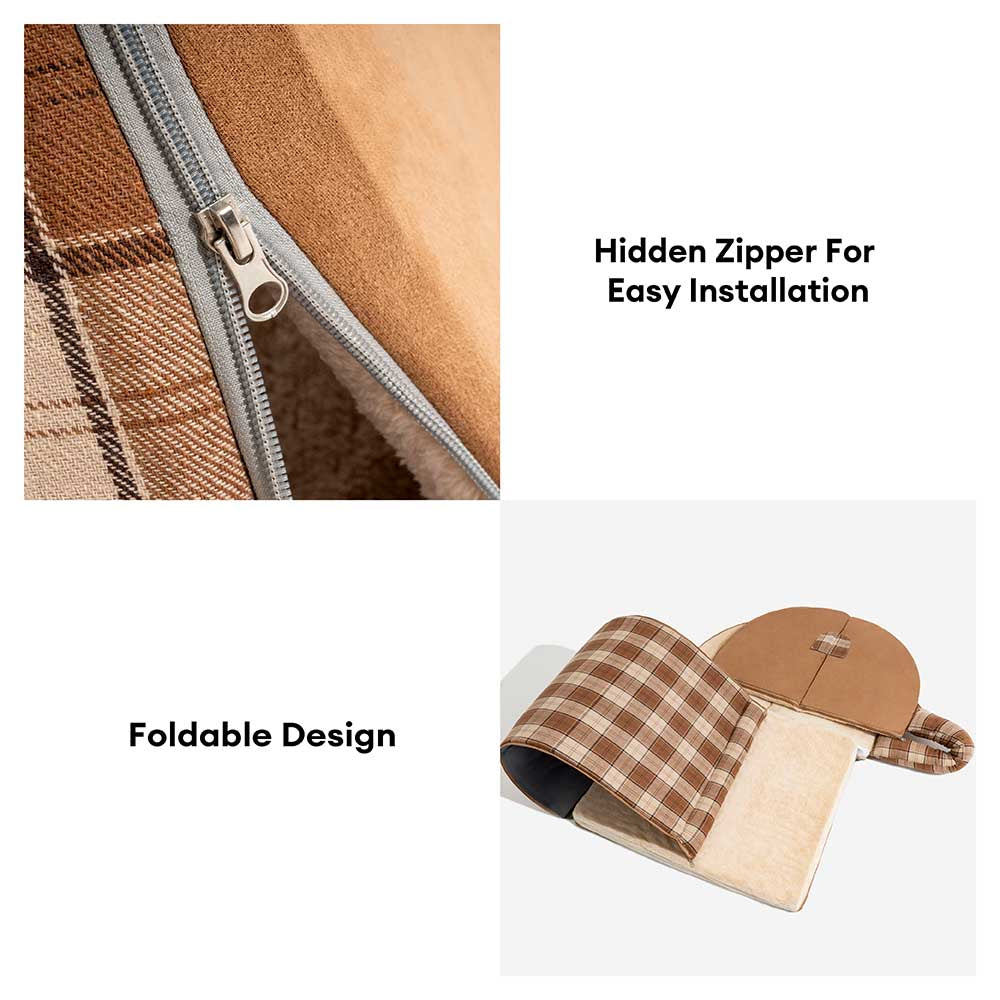 Klassisches Plaid-Haus orthopädisches Hundebett - Rückzugshütte