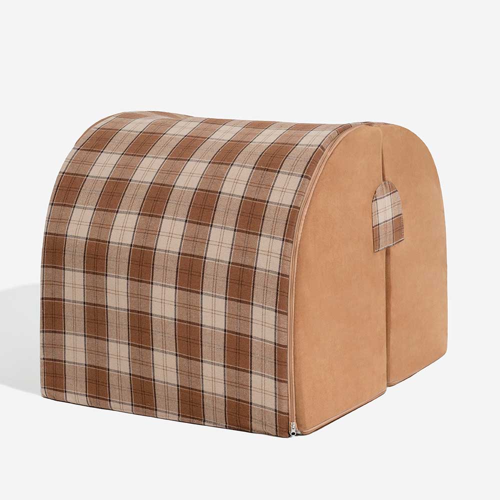 Klassisches Plaid-Haus orthopädisches Hundebett - Rückzugshütte