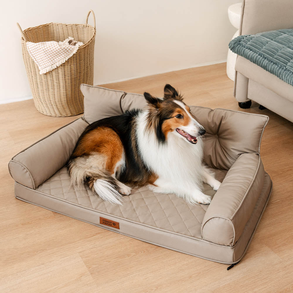 Luxe Kunstleder Faltbares Orthopädisches Großes Hundebett - Outdoor