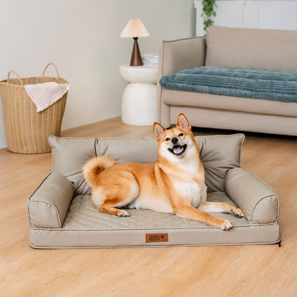 Luxe Kunstleder Faltbares Orthopädisches Großes Hundebett - Outdoor