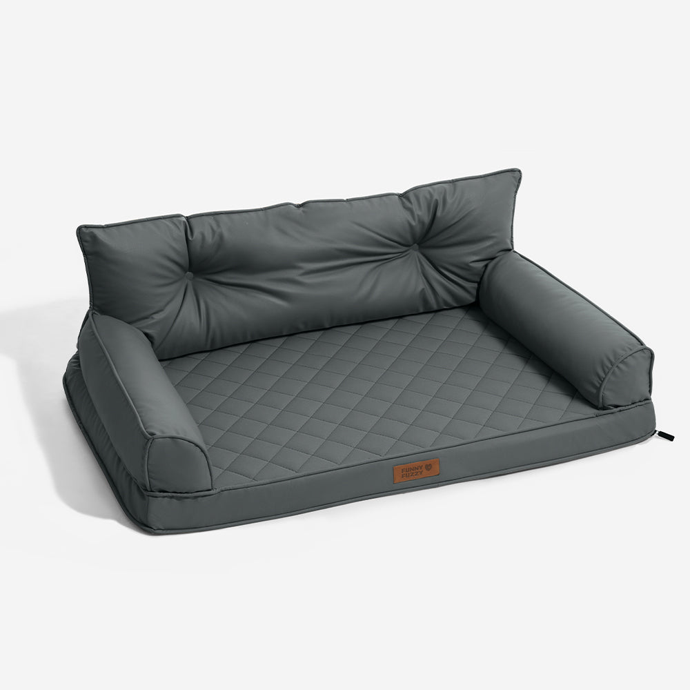 Luxe Kunstleder Faltbares Orthopädisches Großes Hundebett - Outdoor