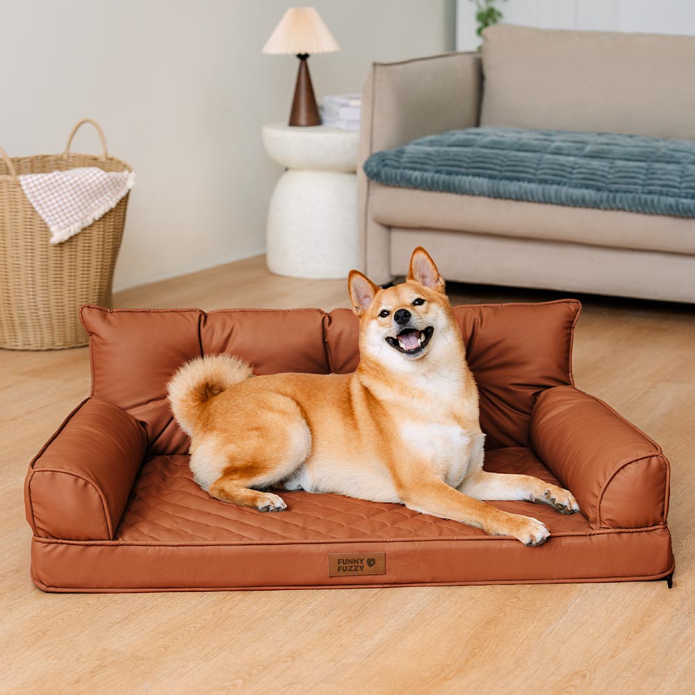 Luxe Kunstleder Faltbares Orthopädisches Großes Hundebett - Outdoor