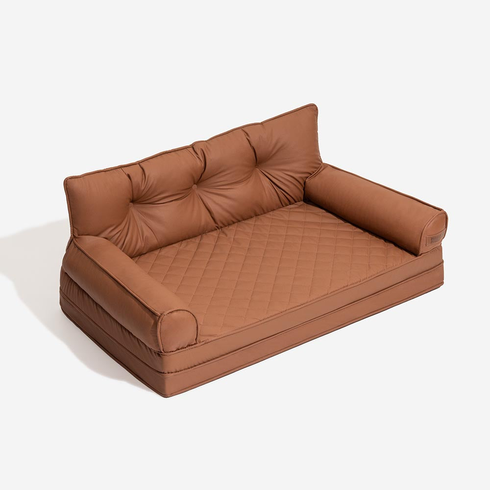 Luxe Kunstleder Faltbares Orthopädisches Großes Hundebett - Outdoor