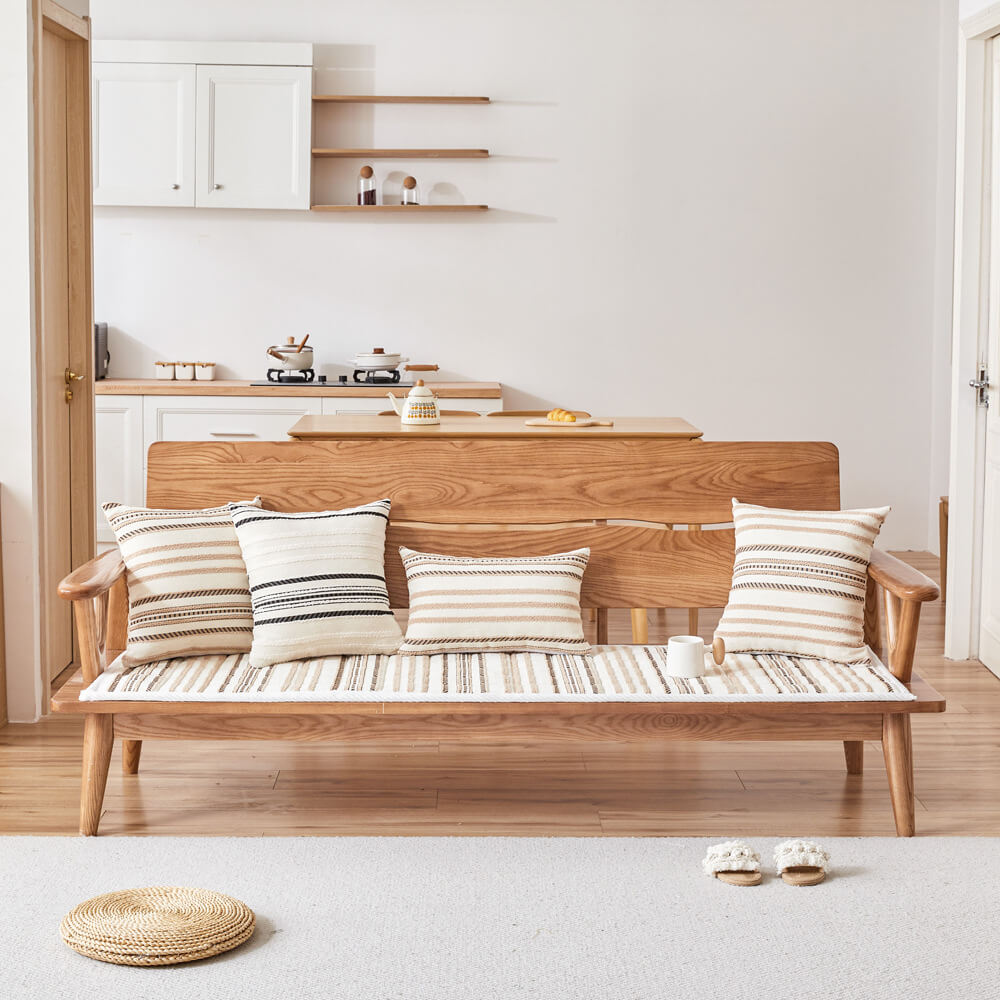 Gemütlicher Chenille gestreifter Plüsch-Sofaschoner, rutschfester Couchschutz für Haustiere