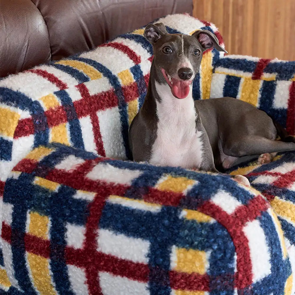 Gemütliches Plaid Faux Lammwoll waschbares Sofa-Bett für Hunde und Katzen - Vintage Modern