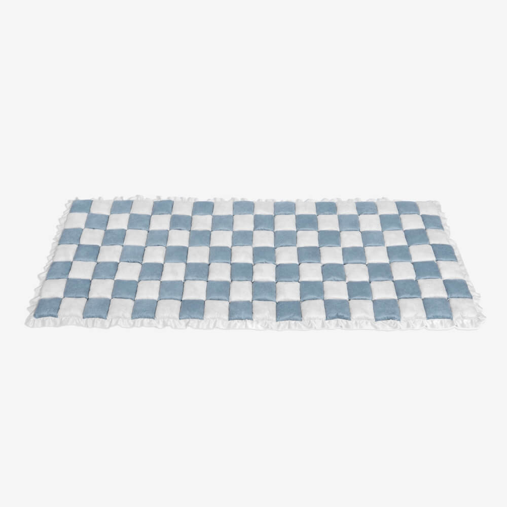 Cremefarbener großer karierten quadratischer fuzzy Haustier Hundematte Bett Ecksofa Couchbezug