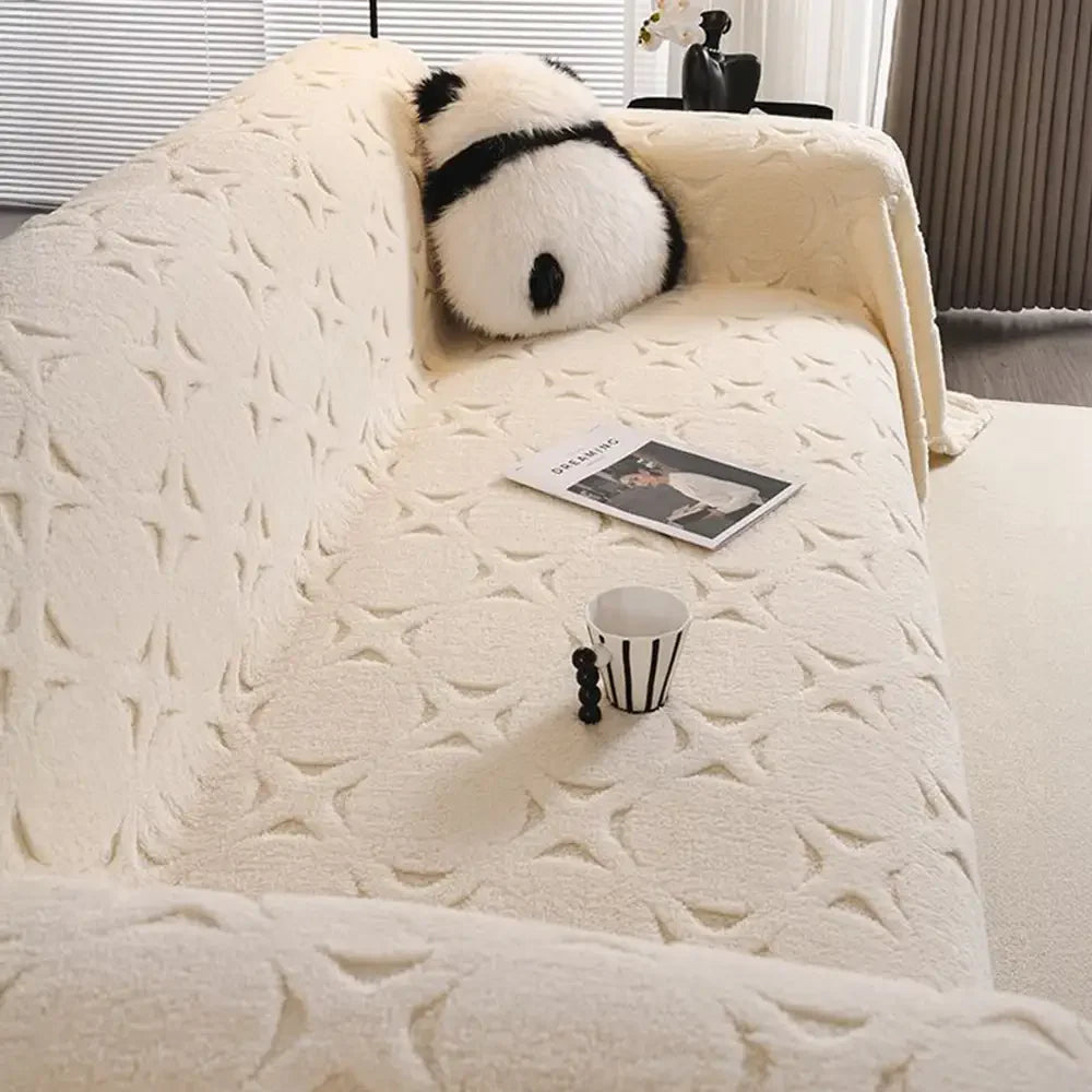 Sofaüberwurf mit Jacquard-Design und cremiger Textur