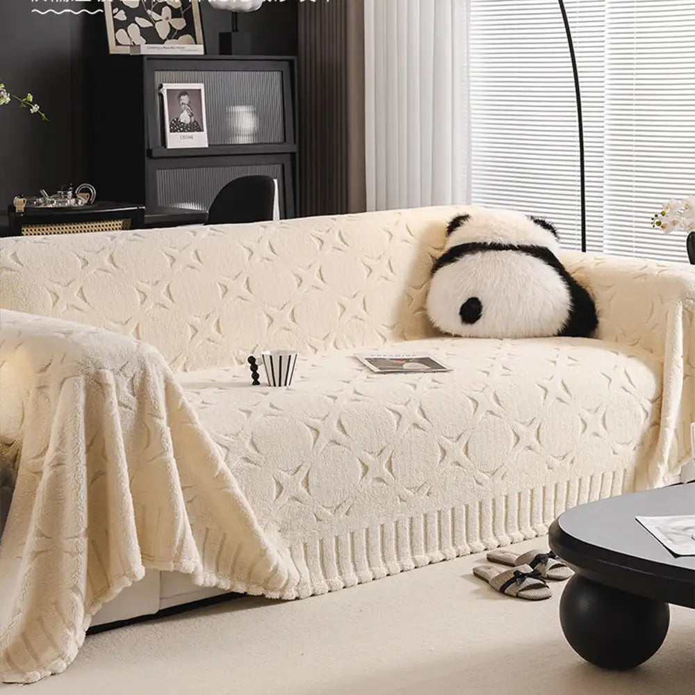 Sofaüberwurf mit Jacquard-Design und cremiger Textur