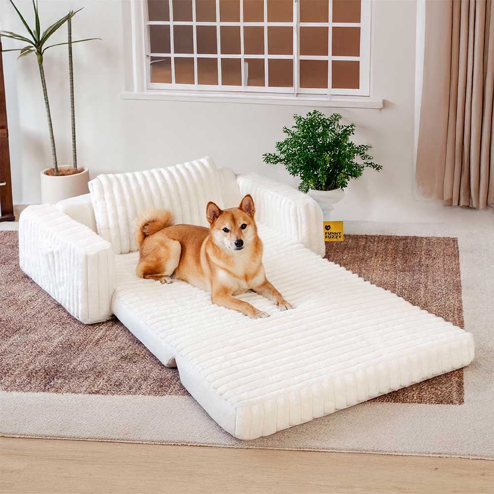 Cremig Flauschiges Orthopädisches Menschen-Hunde-Kissenbett - Erweiterbarer Komfort