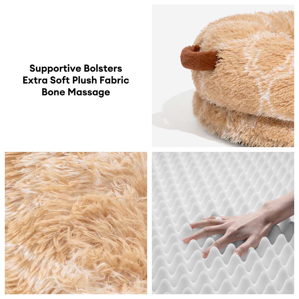 Cremefarbenes Plüschiges Supergroßes Donut-Hundebett – Kuschelwiege