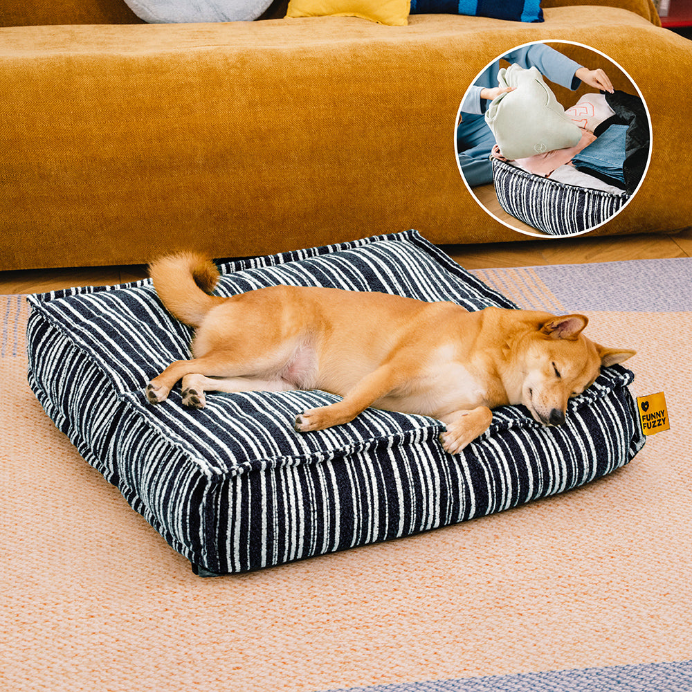 Nachhaltiger Stauraum Pouf Ottoman & Hundebett - Funnyfuzzy SnugNest