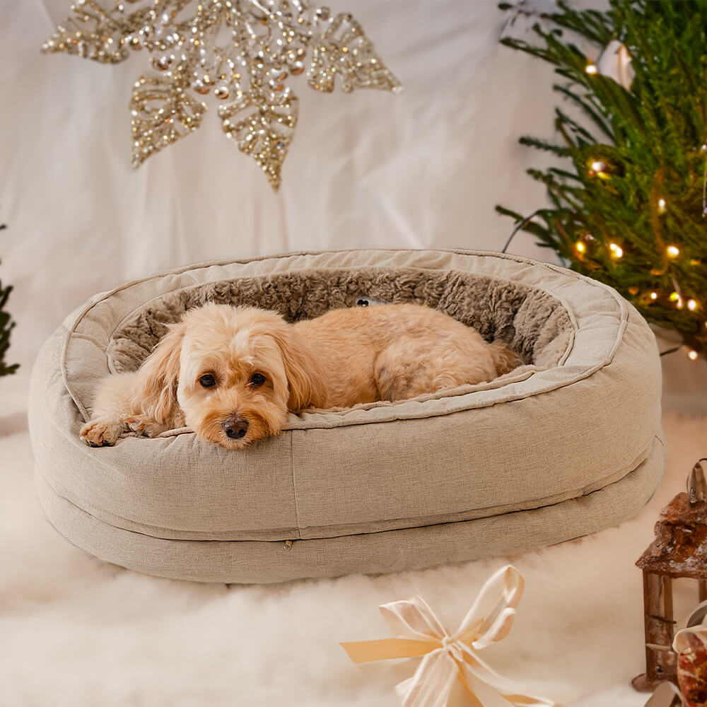 Flauschiges orthopädisches Hundebett in Donutform