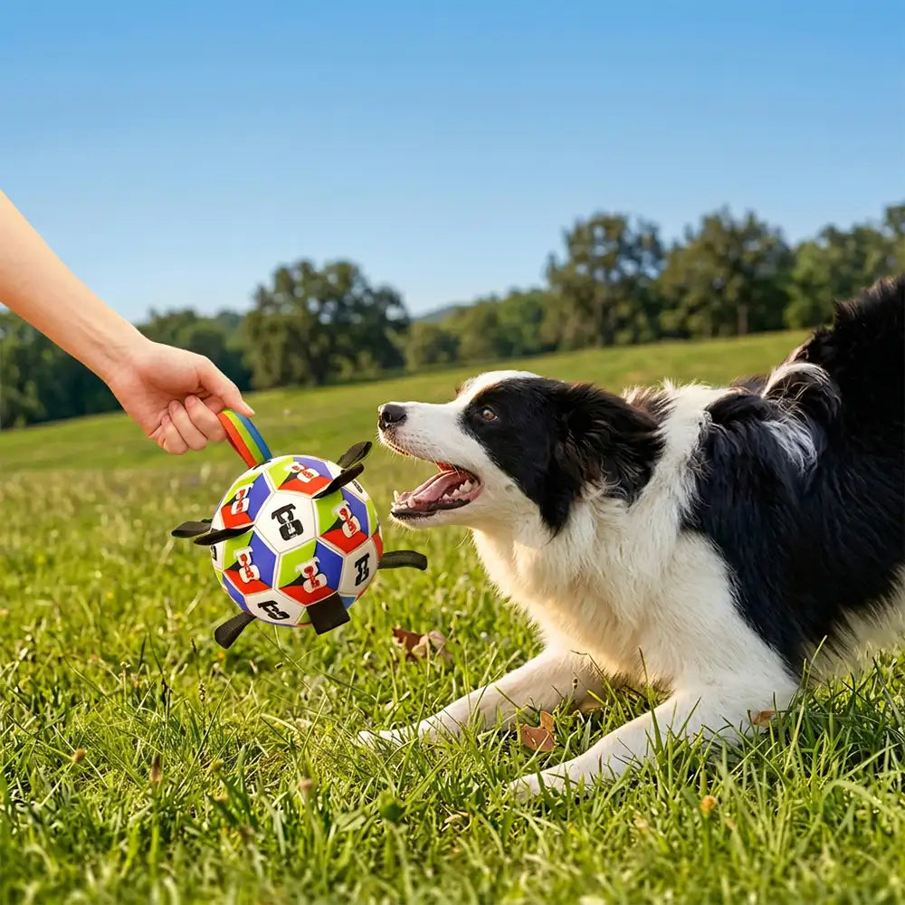 Hundesoccerball mit Riemen interaktives Spielzeug