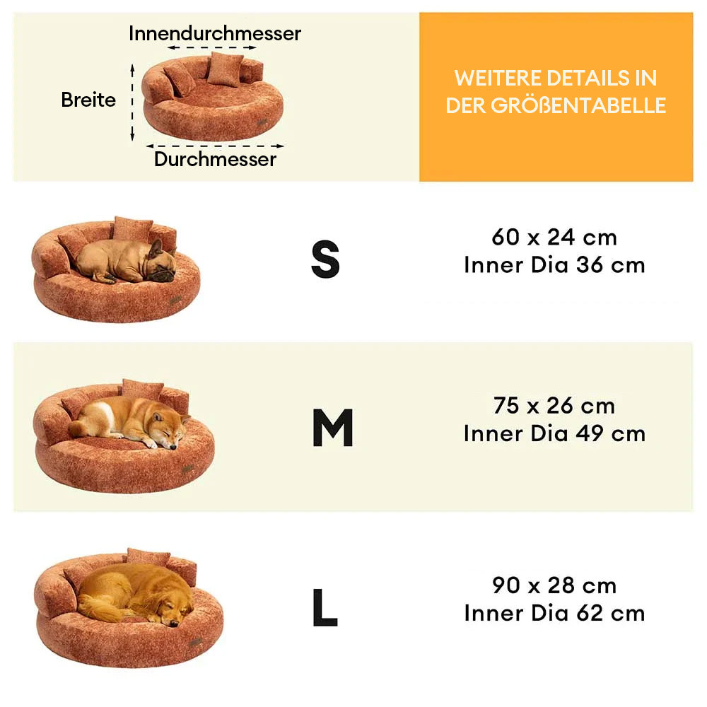 Orthopädisches Donut-Hundebett aus Diamond Velvet mit abnehmbarem Kissen – DreamNest