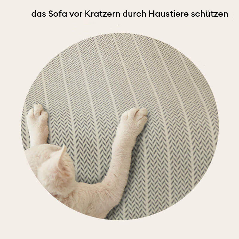 Kratzfester Chenille-Sofabezug mit Fischgrätenmuster einfarbig