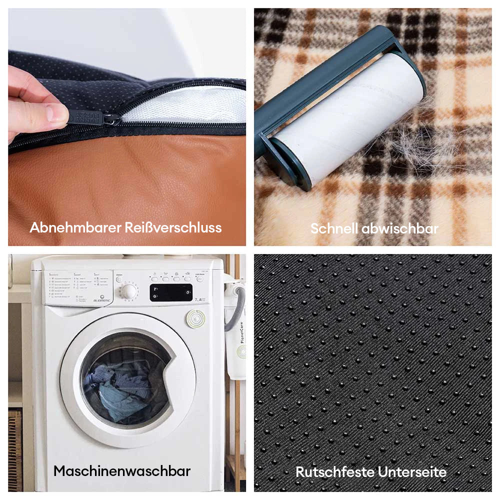 Orthopädisches Hundebett aus weichem Vintage-Karo-Plüsch mit Kissen – CozyLuxe