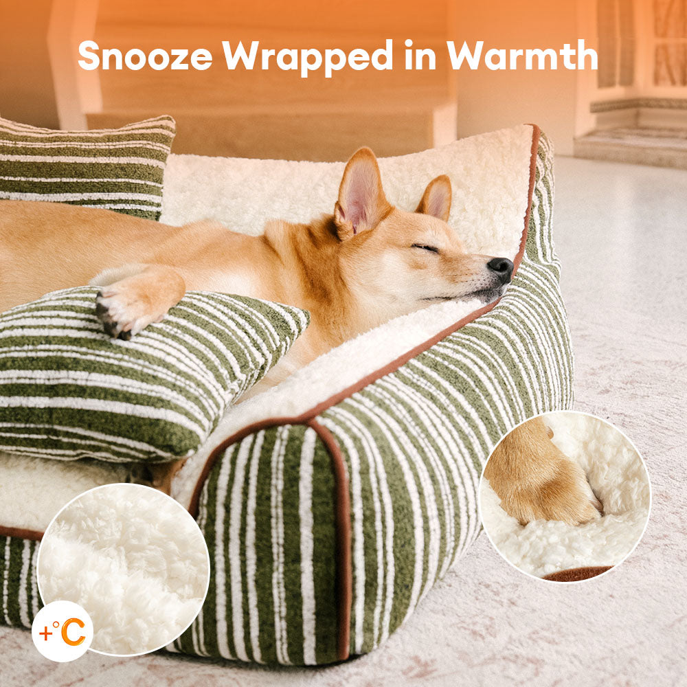 Plüsch Warm Streifen Orthopädisches Hund- und Katzensofa mit Kissen - Grove Couch