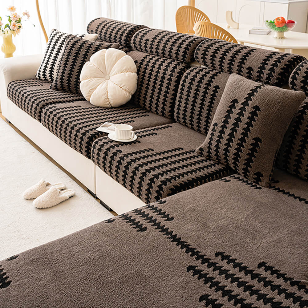 Alljahres Weiche & Dehnbare Fischgräten Gestreifte Magische Sofabezug