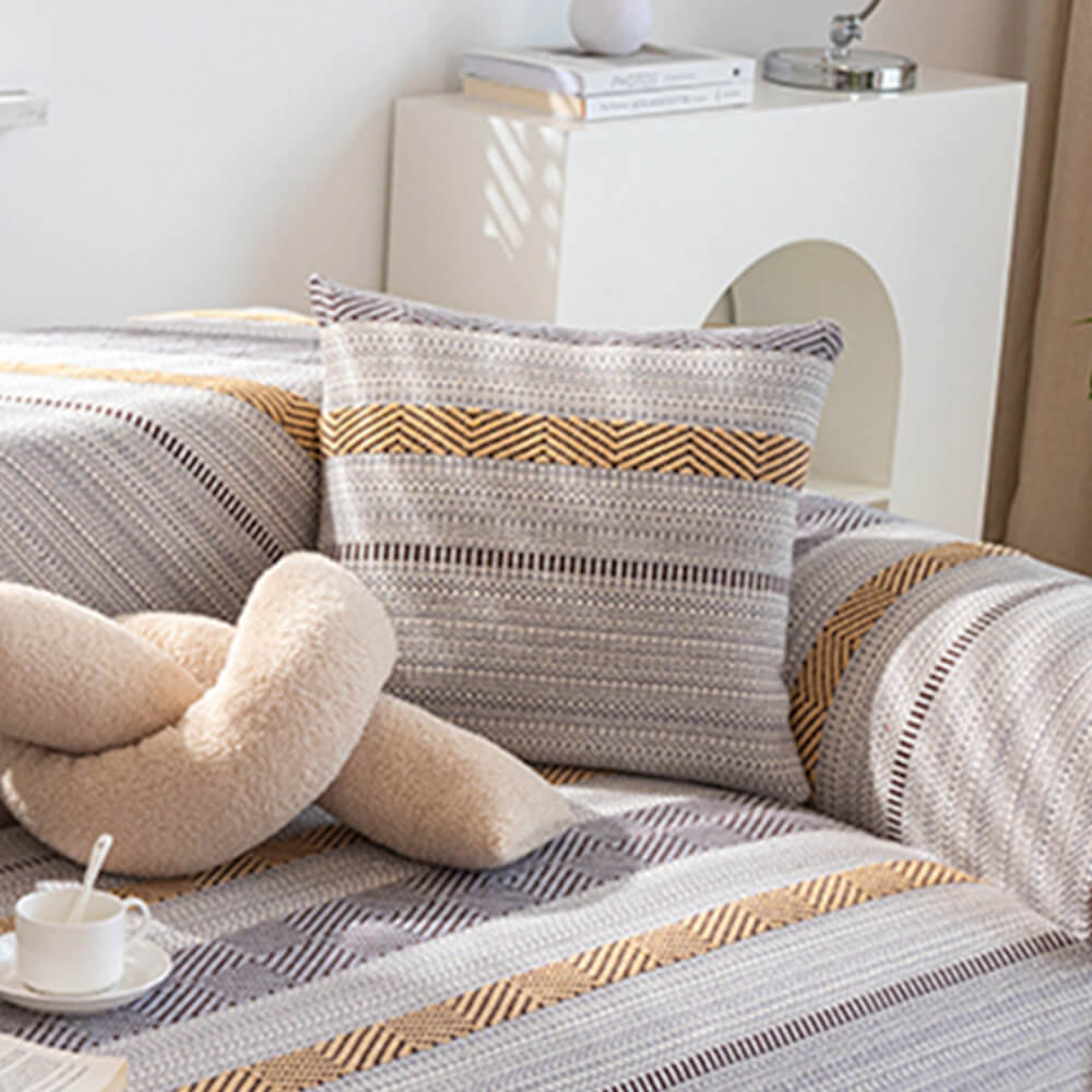 Klassischer Atmungsaktiver Sofabezug aus natürlichem Baumwollleinen