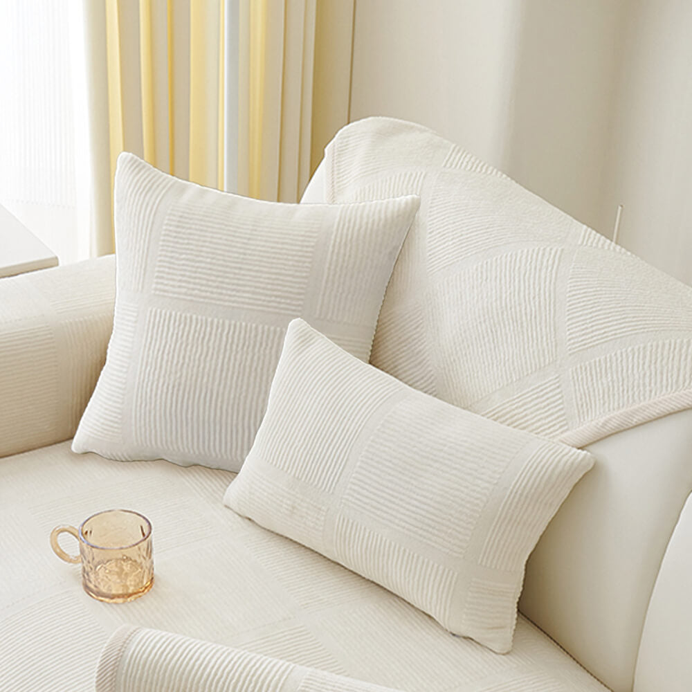 Klassischer Gestreifter Quadratischer Sofabezug aus Plüsch