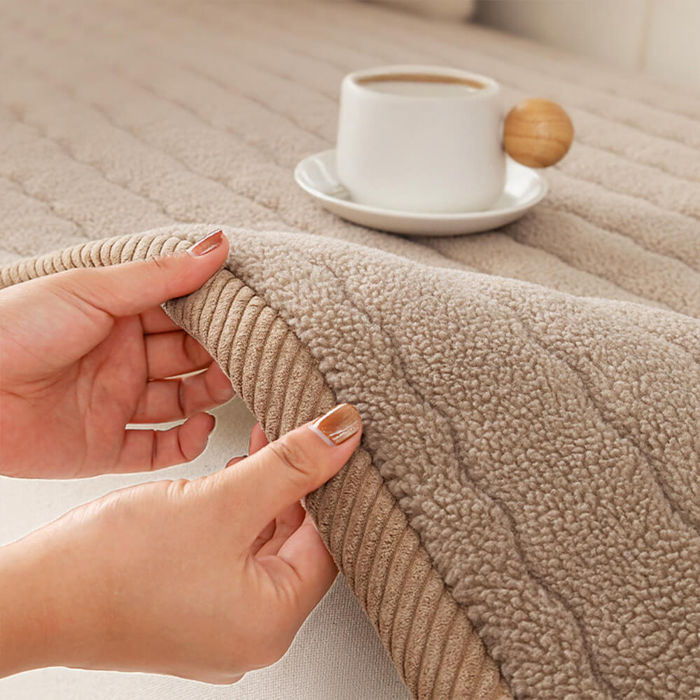 Cremig Weicher Atmungsaktiver Lammleder-Sofabezug