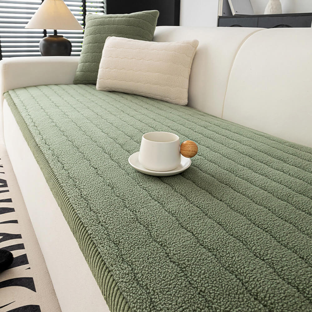 Cremig Weicher Atmungsaktiver Lammleder-Sofabezug