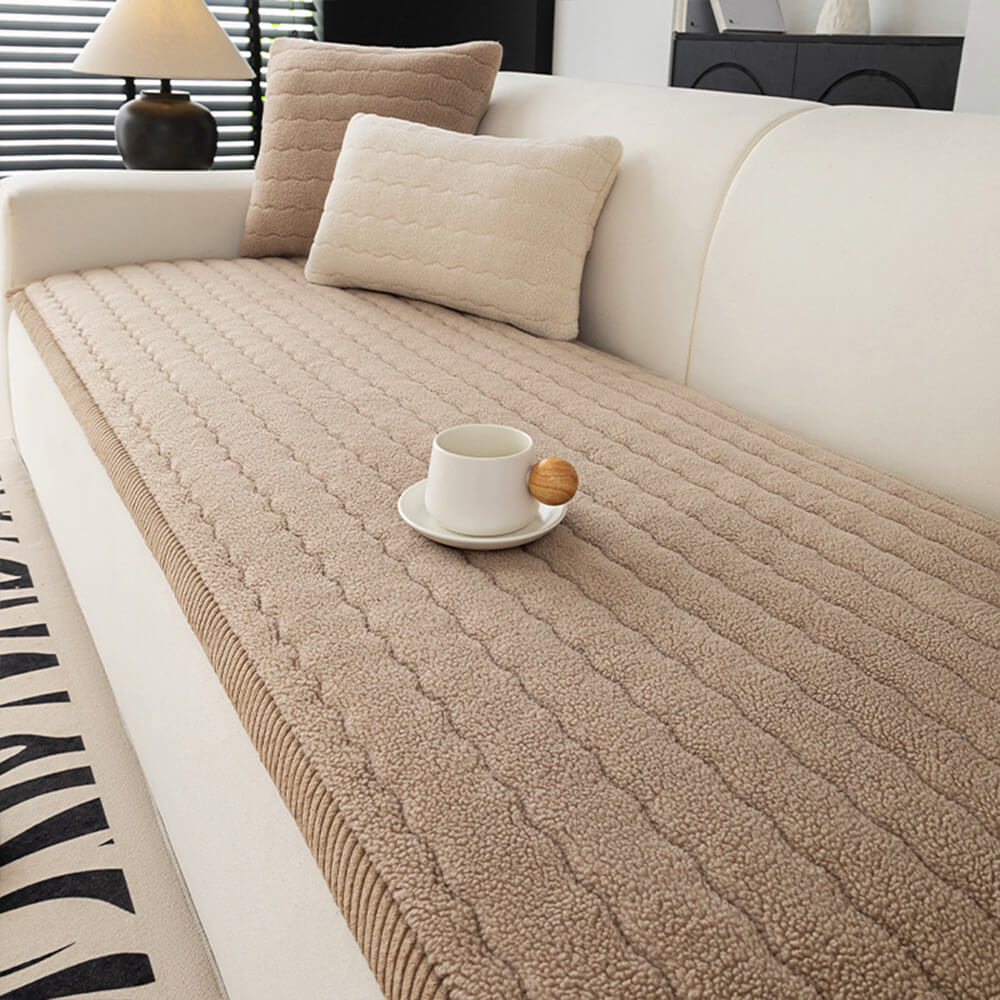 Cremig Weicher Atmungsaktiver Lammleder-Sofabezug