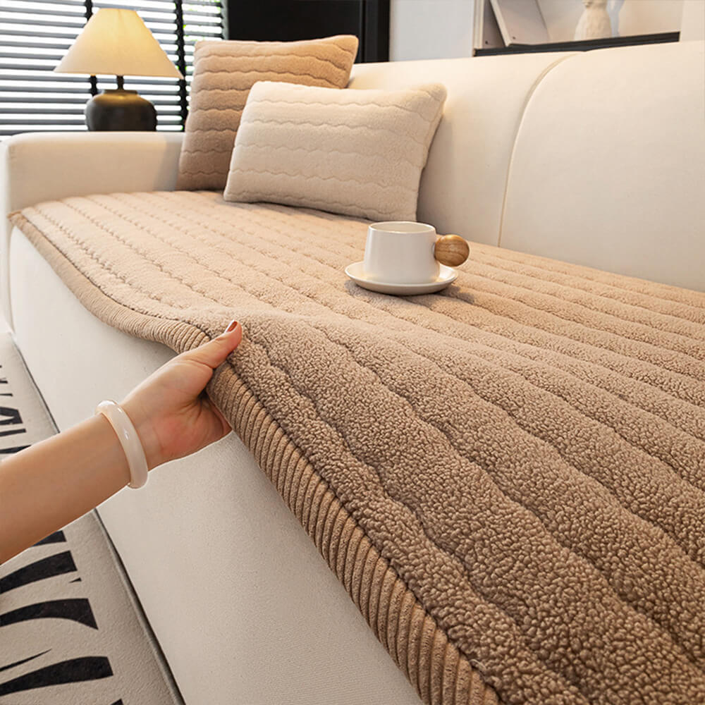 Cremig Weicher Atmungsaktiver Lammleder-Sofabezug