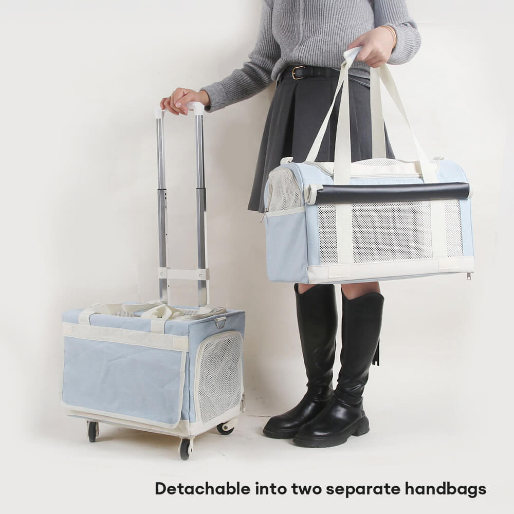 Doppel-Layer Geräumige Mehrkatzen-Reise-Tiertransporttasche mit Rollen