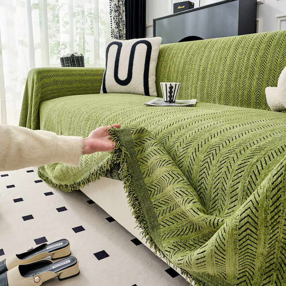 Elegante Fischgrät-Chenille-Textur Decke für Sofa