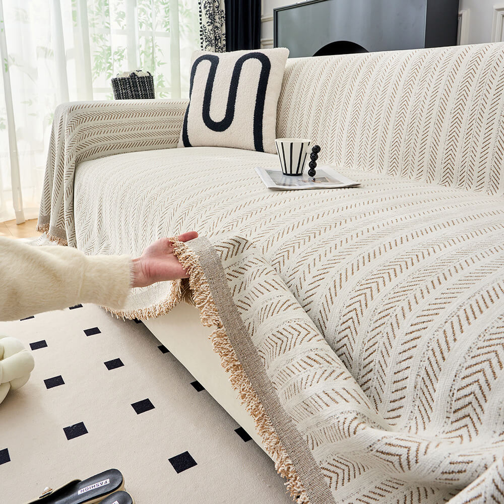 Elegante Fischgrät-Chenille-Textur Decke für Sofa